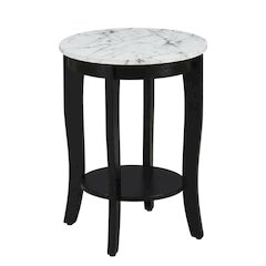 Round End Table with Solid Wood Top and Modern Design