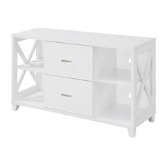 White Oxford Deluxe TV Stand, 2 Drawers, Shelves, Up to 55-Inch Screens