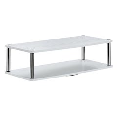 White double tier swivel TV riser, up to 37-inch screens, transitional style