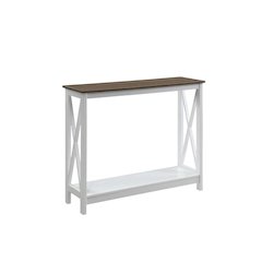 Black Wood Console Table with Lower Shelf for Living Room Storage