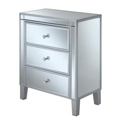 Gold Coast Large 3 Drawer Mirrored End Table