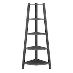 Corner Bookcase with Five Shelves for Space Saving Storage