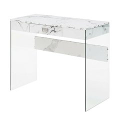 White Marble And Glass Office Desk With Modern Contemporary Style