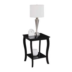 Black square end table with modern design for living room or bedroom use