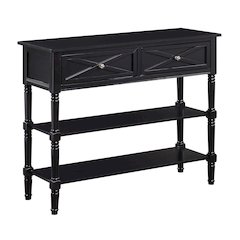 Country Oxford 2 Drawer Console Table with Shelves, Black