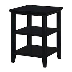 Tribeca End Table with Shelves, Black