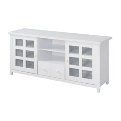White 1-Drawer TV Stand with Storage Cabinets and Shelves for 65-Inch TVs