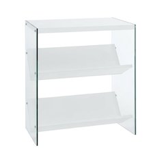 Wooden Bookcase with Particle Board and Glass Shelves for Home Office