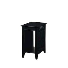 Edison End Table with Charging Station and Shelf, Black