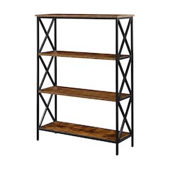 Powder Coated Metal 4-Tier Bookcase with Durable Finish for Home Office Storage