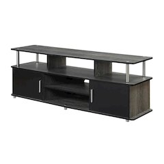 Weathered Gray/Black TV Stand with Melamine Veneer and Sturdy Construction
