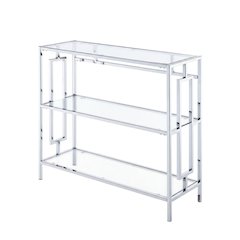 Clear Glass 3-Tier Bookcase with Elegant Glam Design for Modern Decor