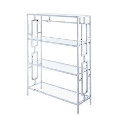 Clear Glass 4-Tier Bookcase with Sleek Contemporary Style