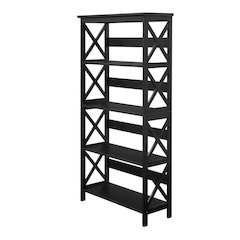 Wooden 5-Tier Bookcase with Durable Non-Lead Base Paint for Home Storage