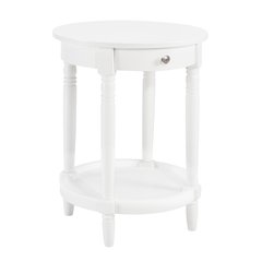 French Country Manor No Tools Round End Table with Shelf