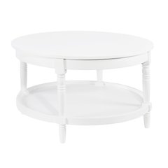 French Country Manor No Tools Round Coffee Table with Shelf