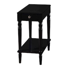 French Country No Tools Chairside End Table with Shelf