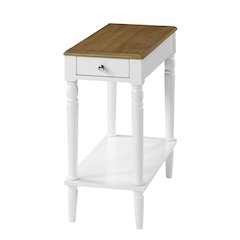 French Country No Tools Chairside End Table with Shelf