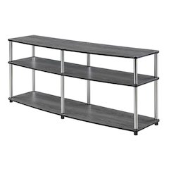 Weathered Gray 3-Tier TV Stand with Particle Board and Stainless Steel Poles