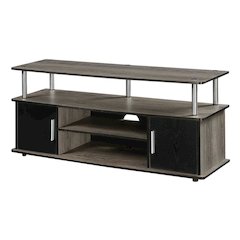 Weathered Gray, Black TV Stand, Cabinets, Shelves, up to 55 Inch TVs