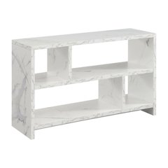 White Faux Marble TV Stand Console with Shelves and Hollow Core Material