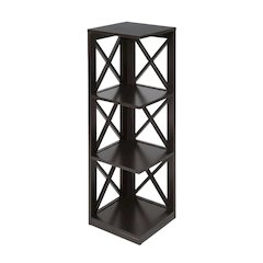 Corner Bookcase in Finish with 3 Tiers, Durable Material