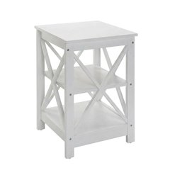 White end table with shelves, transitional coastal style, stylish and functional