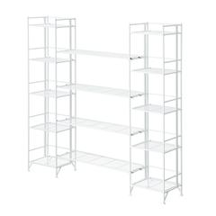 Xtra Storage 5 Tier Folding Metal Shelves with Set of 4 Deluxe Extension Shelves