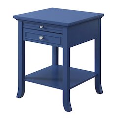 American Heritage Logan 1 Drawer End Table with Pull-Out Shelf, Cobalt Blue