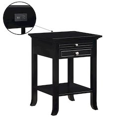 1 Drawer End Table with Charging Station and Pull-Out Shelf
