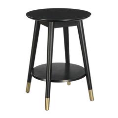 Wilson Mid Century Round End Table with Bottom Shelf