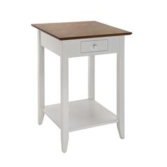American Heritage 1 Drawer End Table with Shelf, Driftwood/White