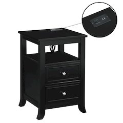 Melbourne 2 Drawer End Table with Charging Station and Shelf