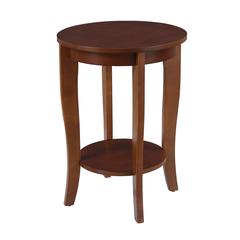 Mahogany Round End Table with Shelf for Classic and Transitional Styles