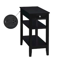 American Heritage 1 Drawer Chairside End Table with Charging Station and Shelves