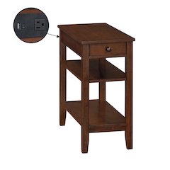 American Heritage 1 Drawer Chairside End Table with Charging Station and Shelves
