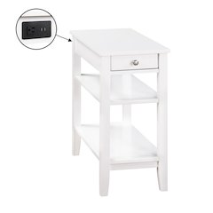 American Heritage 1 Drawer Chairside End Table with Charging Station and Shelves