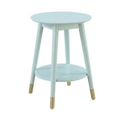 Mid Century Round End Table with Bottom Shelf for Living Room Space