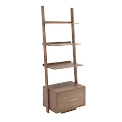 Ash Veneer Ladder Bookcase with File Drawer for Storage and Organization