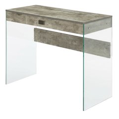 Glass Top Office Desk With 1 Drawer And Melamine Finish
