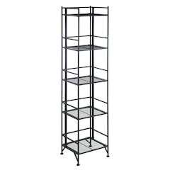 Xtra Storage 5 Tier Folding Metal Shelf Black