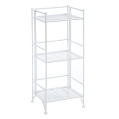 Xtra Storage 3 Tier Folding Metal Shelf White