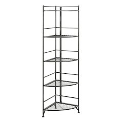 Xtra Storage 5 Tier Folding Metal Corner Shelf Black