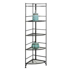 Xtra Storage 5 Tier Folding Metal Corner Shelf Black