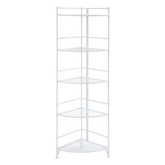 Xtra Storage 5 Tier Folding Metal Corner Shelf White