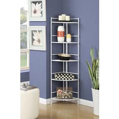 Xtra Storage 5 Tier Folding Metal Corner Shelf White