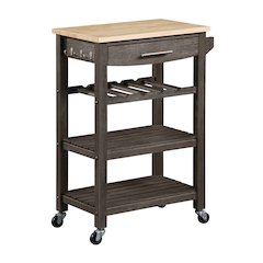 Ellaine 4 Tier Butcher Block Kitchen Cart with Drawer and Wine Rack