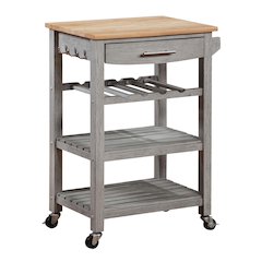 Ellaine 4 Tier Butcher Block Kitchen Cart with Drawer and Wine Rack