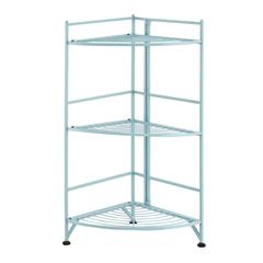 Xtra Storage 3 Tier Folding Metal Corner Shelf,Blue