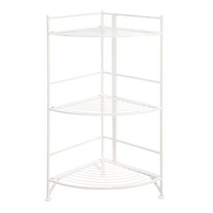 Xtra Storage 3 Tier Corner Folding Metal Corner Shelf White